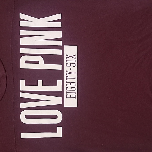 PINK VICTORIA'S‎ SECRET Women's Burgundy Long Sleeve Low Cut Tee Shirt - Size XS - Picture 2 of 11